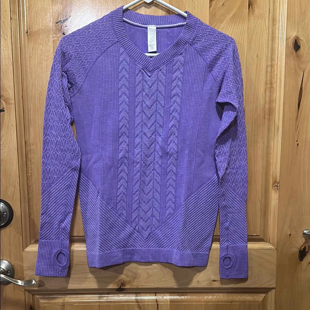 Ivivva V-Neck Purple Sweater baselayer girls Sz 14 wm small